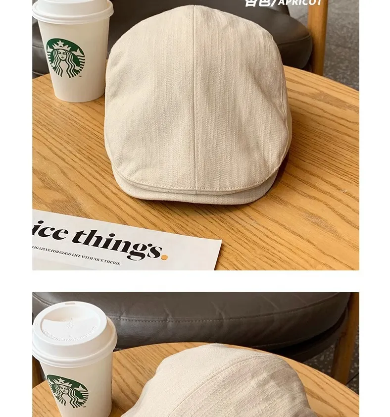 British Style Retro Newsboy Cap For Women Solid Colour Summer Hat_voghion.com
