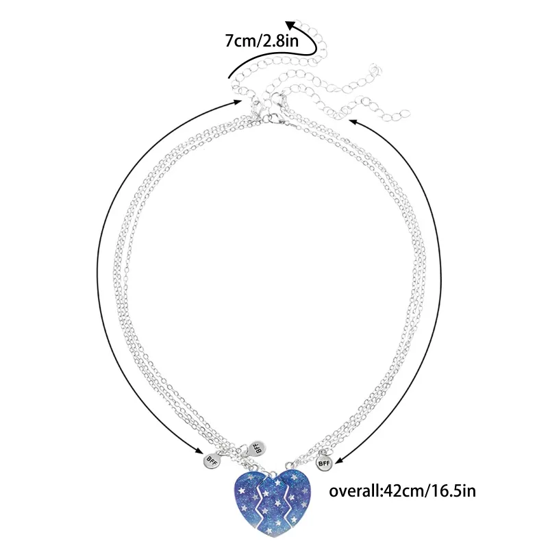 Collane con ciondolo E0BE 3 pezzi luminosi a forma di cuore diviso per sempre amico amicizia collana magnetica regalo per ragazza_voghion.com