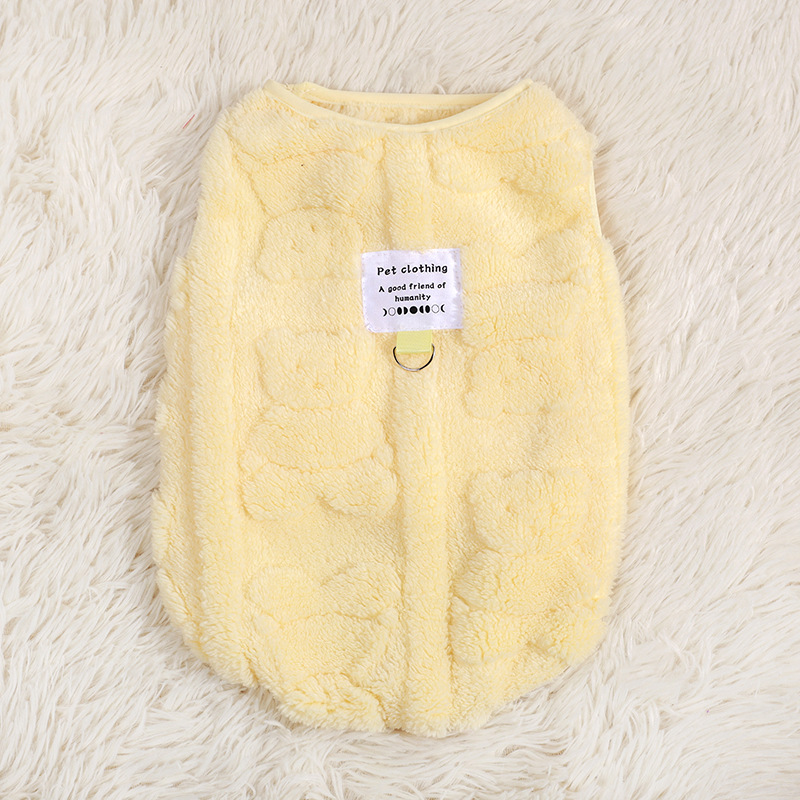 Autumn Winter Dog Macaron Series Leashable Simple Style Solid Color Pet Vest Fleece Cat Warm Clothes_voghion.com