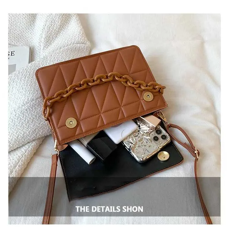 Rhombus Plaid Crossbody Bags For Women Chain Decor Fashion Shoulder Bag Ladies Handbag Casual And Simple Small Square_voghion.com
