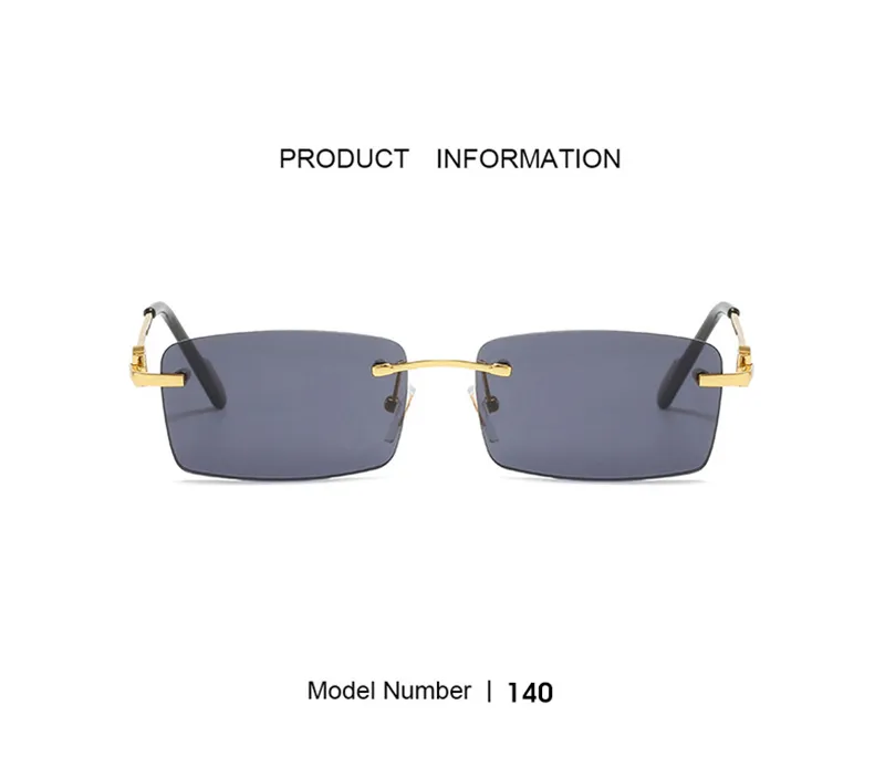 Wholesale Rimless Fashion hardware Series Sunglasses Metal driving glasses High Quality Designer UV400 rectangular shape_voghion.com