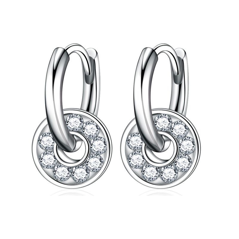 Orecchini a cerchio portafortuna romantici per donne, alla moda, con personalità geometrica, rotondi, in pietra, con fibbie per le orecchie, creativi._voghion.com