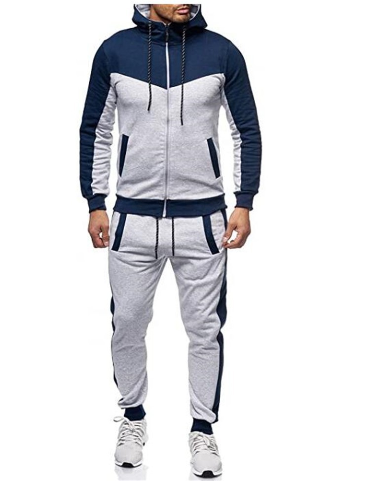 Men's Color Block Hooded Sweatshirt & Jogger Set - Winter Casual Sportswear Outfit For Gym & Streetwear​_voghion.com