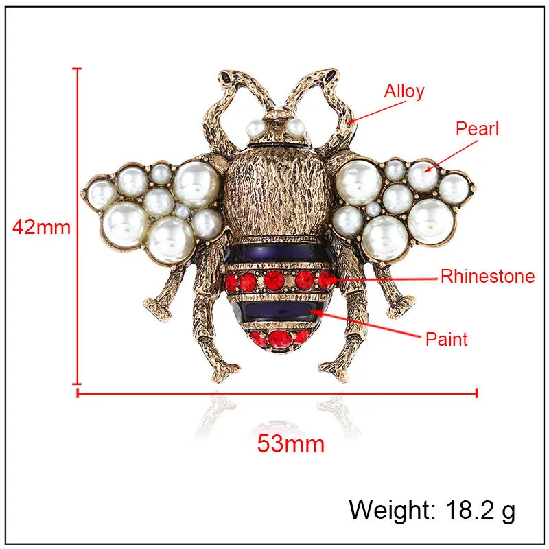 Honeybee Brooch Crystal Diamond Bee Brooches Zinc Alloy Rhinestone Fashion Women Insect Sweater Pins gift RR_voghion.com