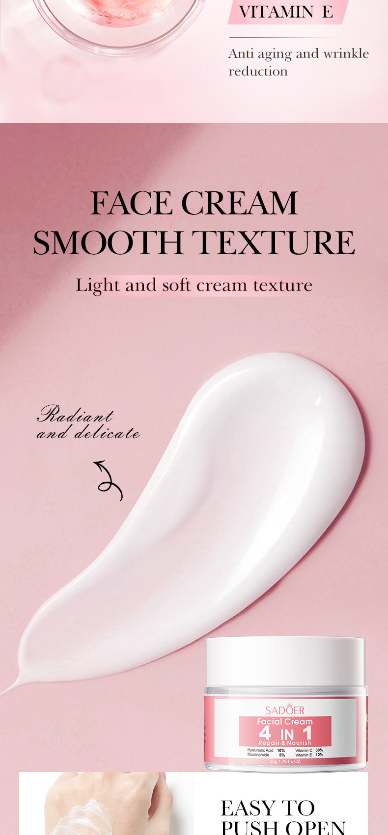 4-in-1 Moisturizing Skin Cream,Face cream 50g,anti wrinkle moist,nourish the skin,firming filling high_voghion.com