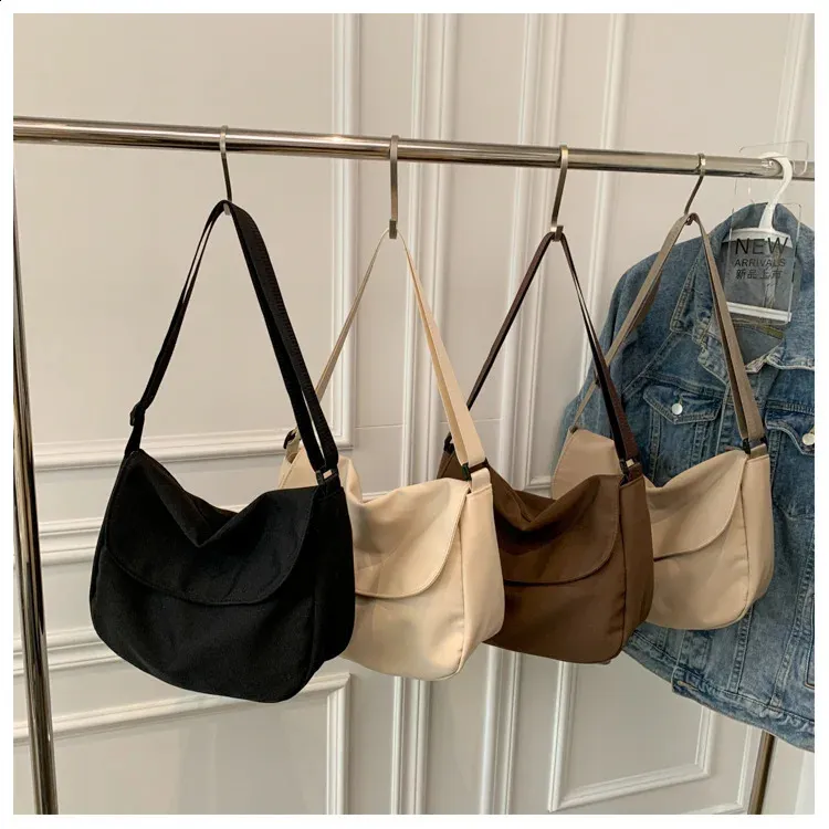 Solid Color Crossbody Simple Ladies Shoulder Waterproof Nylon WomenS Handbags Fashion Messenger Bag Women 240827_voghion.com