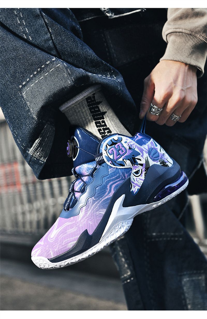 Neue High-Top-Basketballschuhe Herren aus Mesh-Gewebe, atmungsaktive Sportschuhe, rutschfeste Drehknopfschuhe für_voghion.com