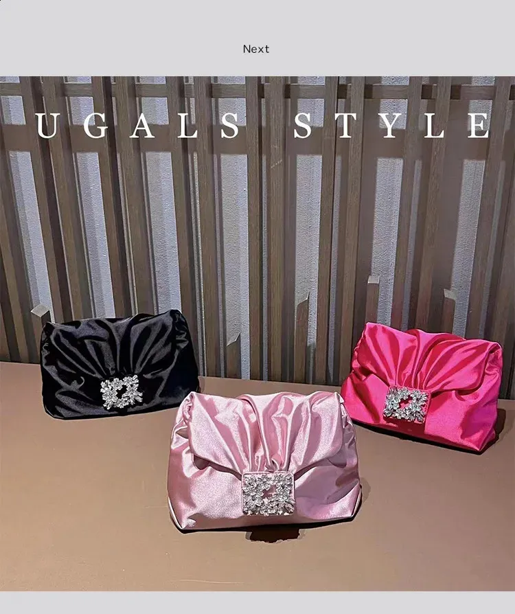 Elegante borsa da sera in raso pochette e borsa a tracolla_voghion.com