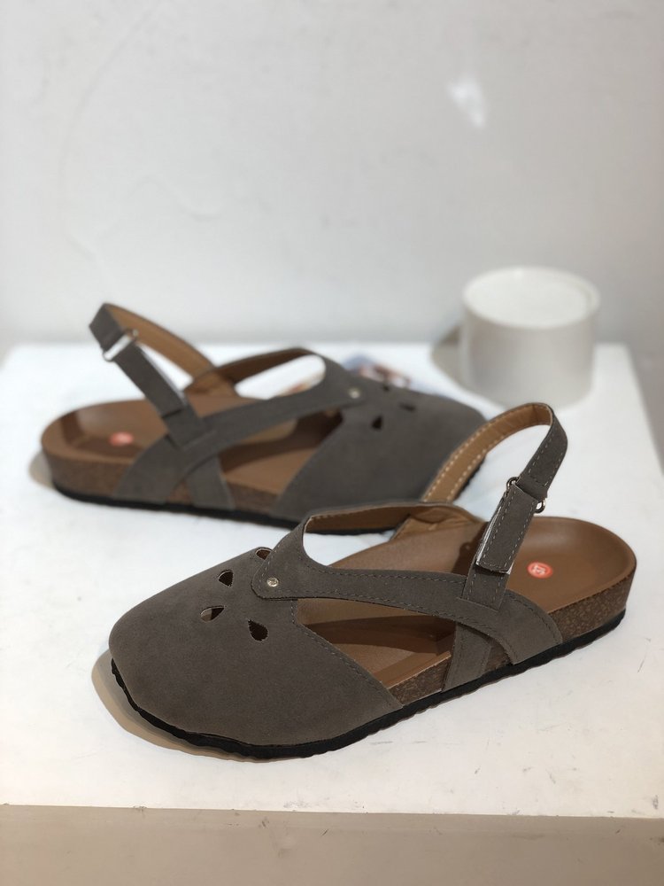 Women's one-line buckle flat sandals_voghion.com