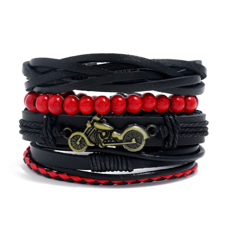 Semplice abito fai da te in pelle di mucca intrecciata da uomo e da donna multistrato combinazione Bracciale accessori_voghion.com