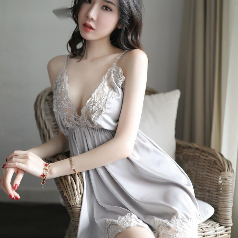 Camicia da notte sexy in pizzo trasparente costume role play_voghion.com