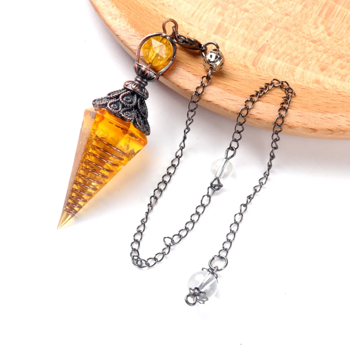 Natural Stone Pendulum Necklace Amethyst Crystal Amulet Jewelry_voghion.com