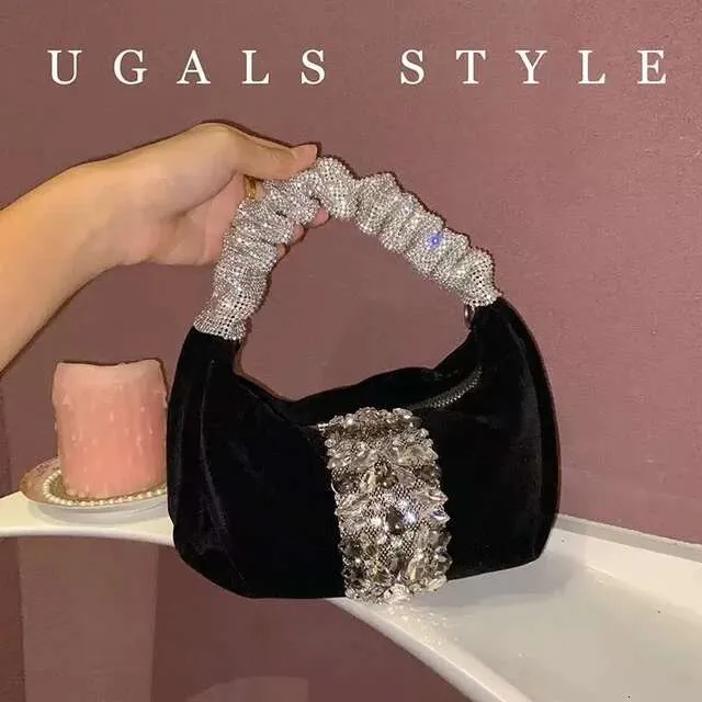 Glitter Shiny Rhies Dia Evening Fashion Hobo Women's Handbag Wedding Party Clutch Purse Crossbody Bag Street Dressing_voghion.com