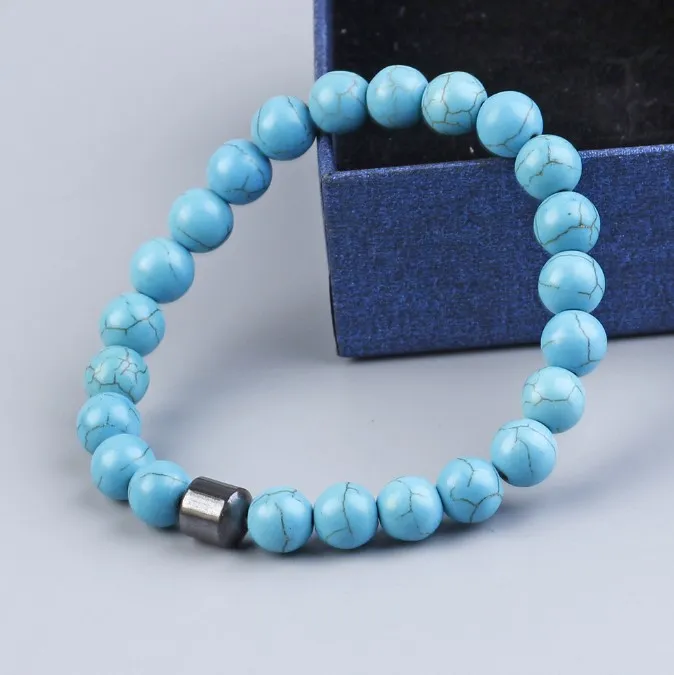Hotselgende svarte tigerøyeperler steinperler magnetisk armbånd for menn og kvinner_voghion.com