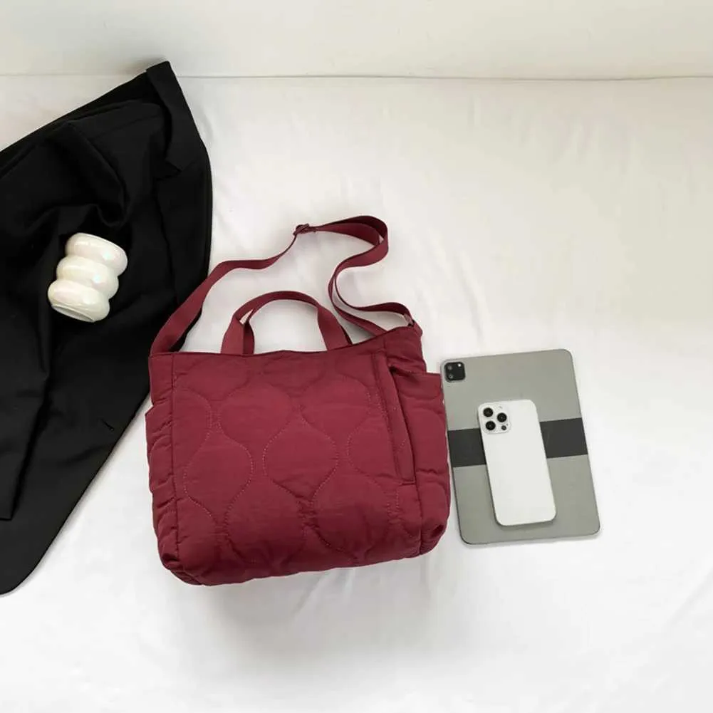 Borsa a tracolla imbottita da donna, grande capacità, borsa a mano leggera con manico superiore, tracolla regolabile, casual da viaggio_voghion.com