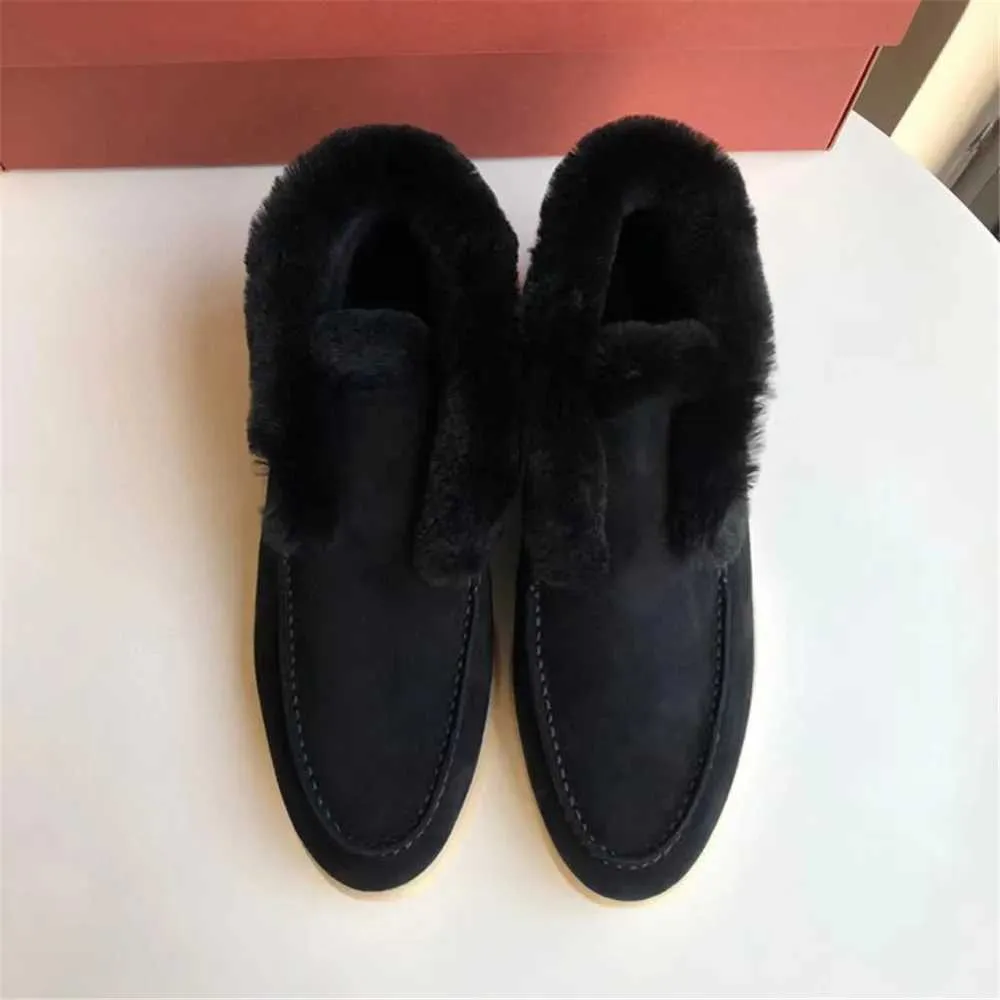 Casual Winter Short Snow Boots for Women Natural Wool Fur Loafers Cow Suede Warm Flat Shoes L * P z241106_voghion.com