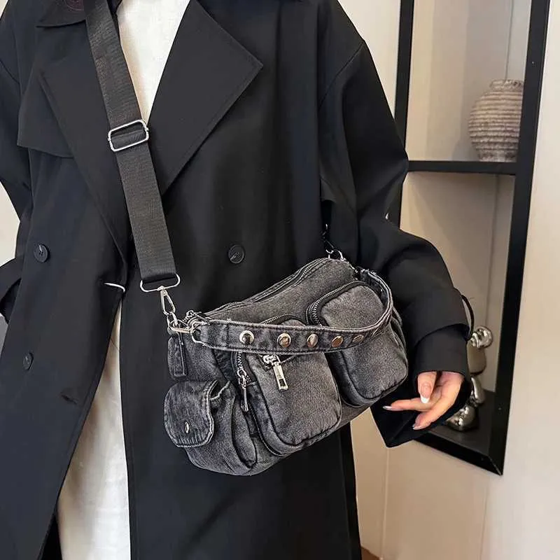Borsa a tracolla vintage in denim, alla moda, retrò, in jeans, grande capacità, con tasche multiple, da donna, a cartella_voghion.com