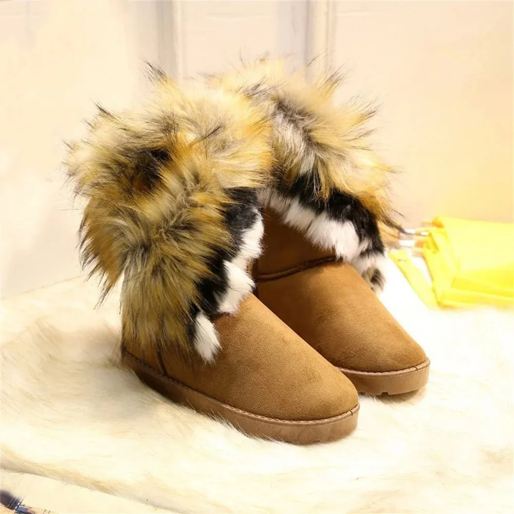 Warm Women's Suede Platform Snow Boots Ankle Boots Plush Lining_voghion.com