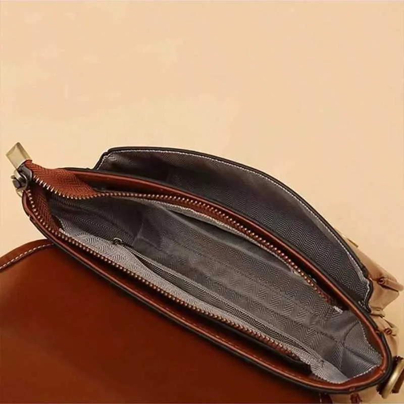 Fashionable retro small square single crossbody PU womens bag with two shoulder strapsC241214_voghion.com