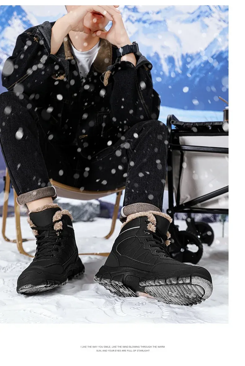 Scarpe casual sportive da uomo, stile retrò, da trekking, alte, in peluche, da campeggio, per le vacanze, da pesca, 2024_voghion.com