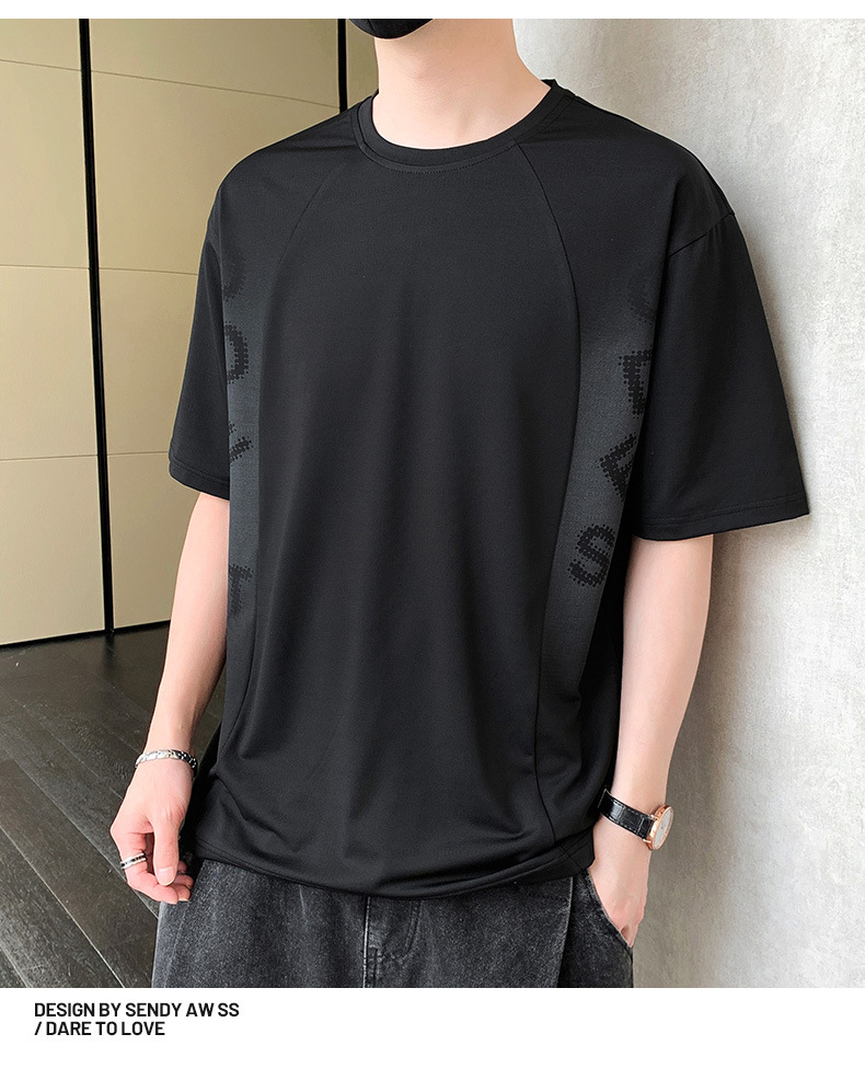 New T-shirt Short Sleeved Running Quick Drying Clothes Men's Sports Top Summer Ice Silk Half Shirt_voghion.com