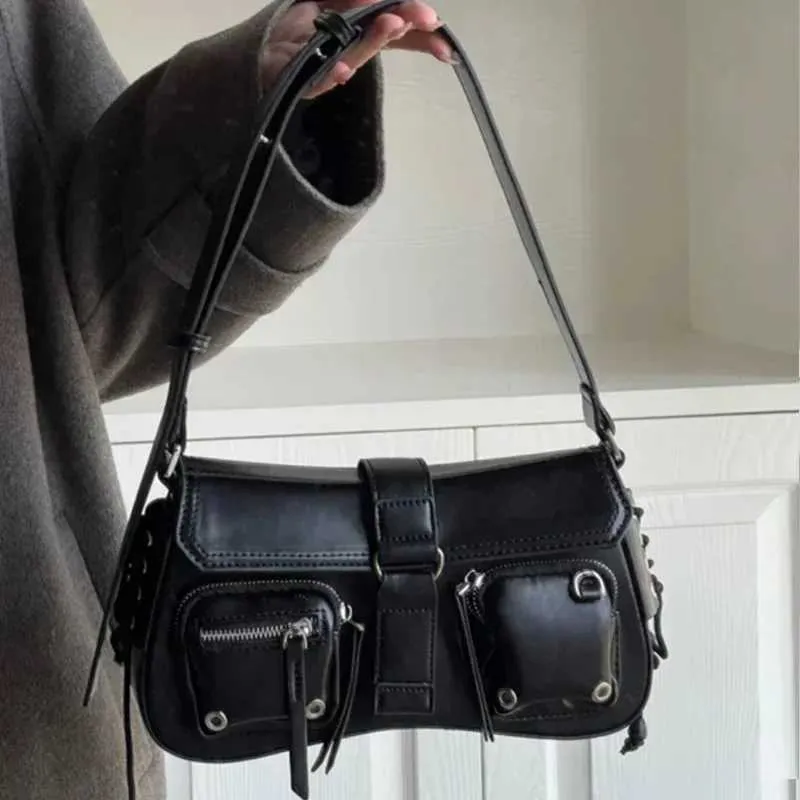 Y2K Koreanische Frauen Haruku Vintage Gothic Schwarze Handtasche Ästhetische Elegante Punk Geldbörse Handtasche Schulter Trend Tote_voghion.com