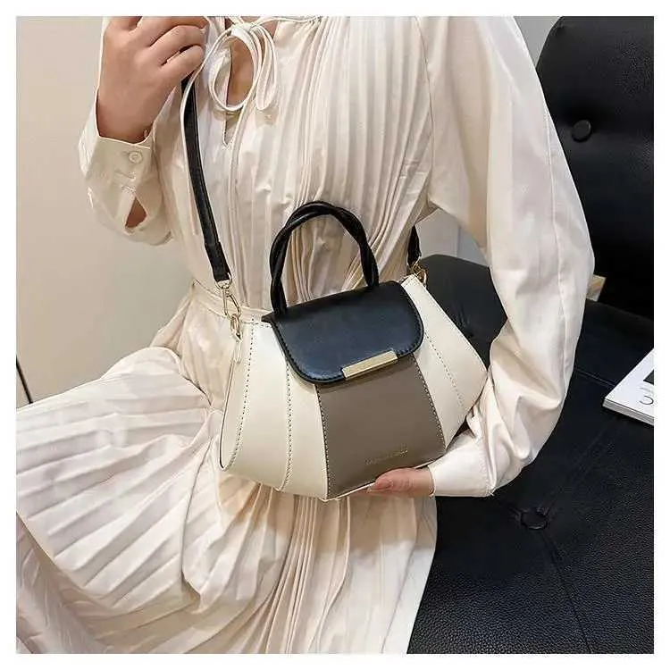 Explosions Contrast Color Portable Female Spring and Summer Niche Design Joker Small Bag Advanced Texture Shoulder_voghion.com