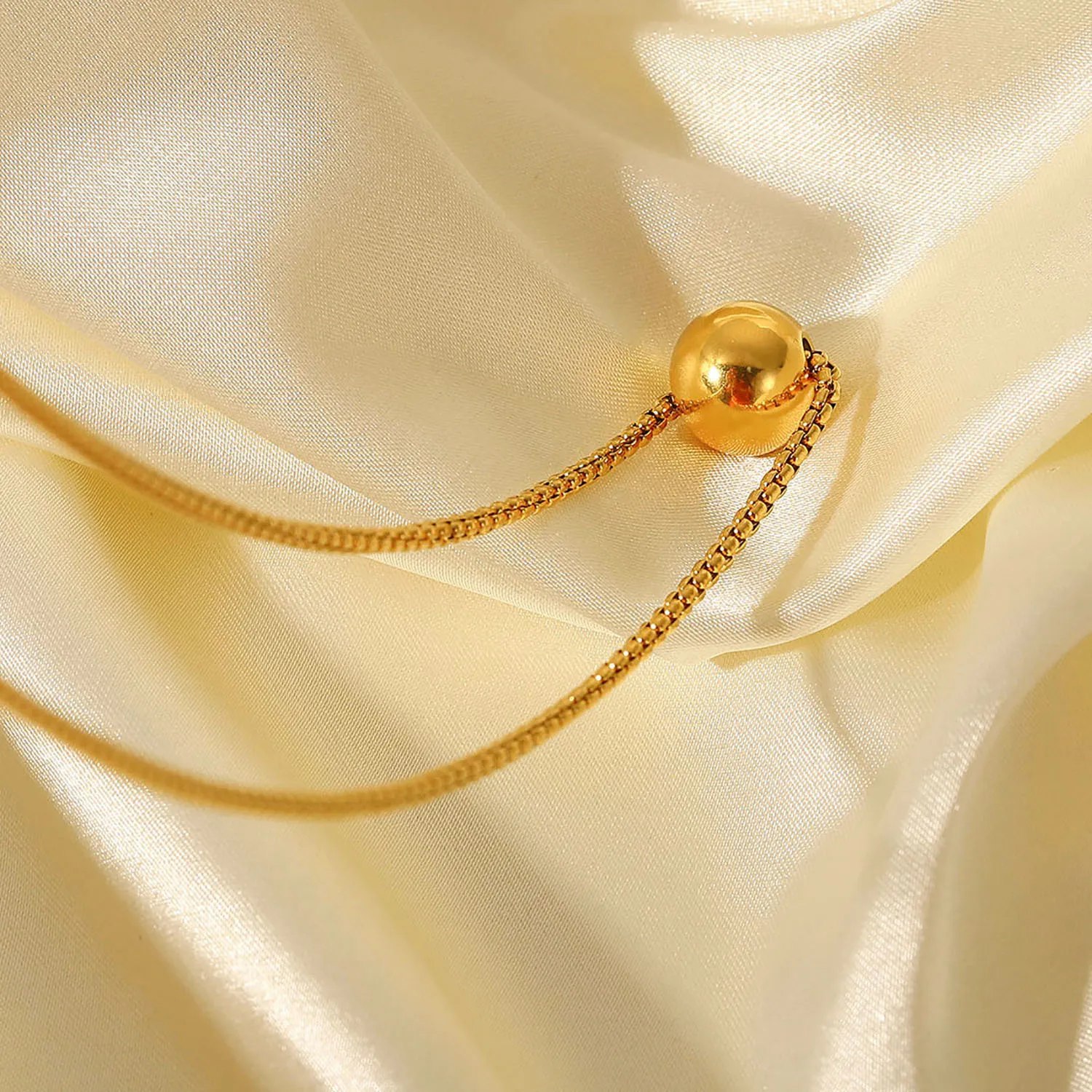 INS Minimalistischer Stil Kugelanhänger Boxkette Ausziehbare goldene Edelstahlhalskette für Frauen Personalisierter Schmuck_voghion.com