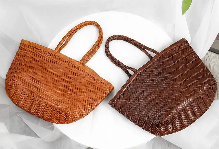 Geflochtene Ledertasche Damen Handtasche Aus Echtem Rindsleder_voghion.com