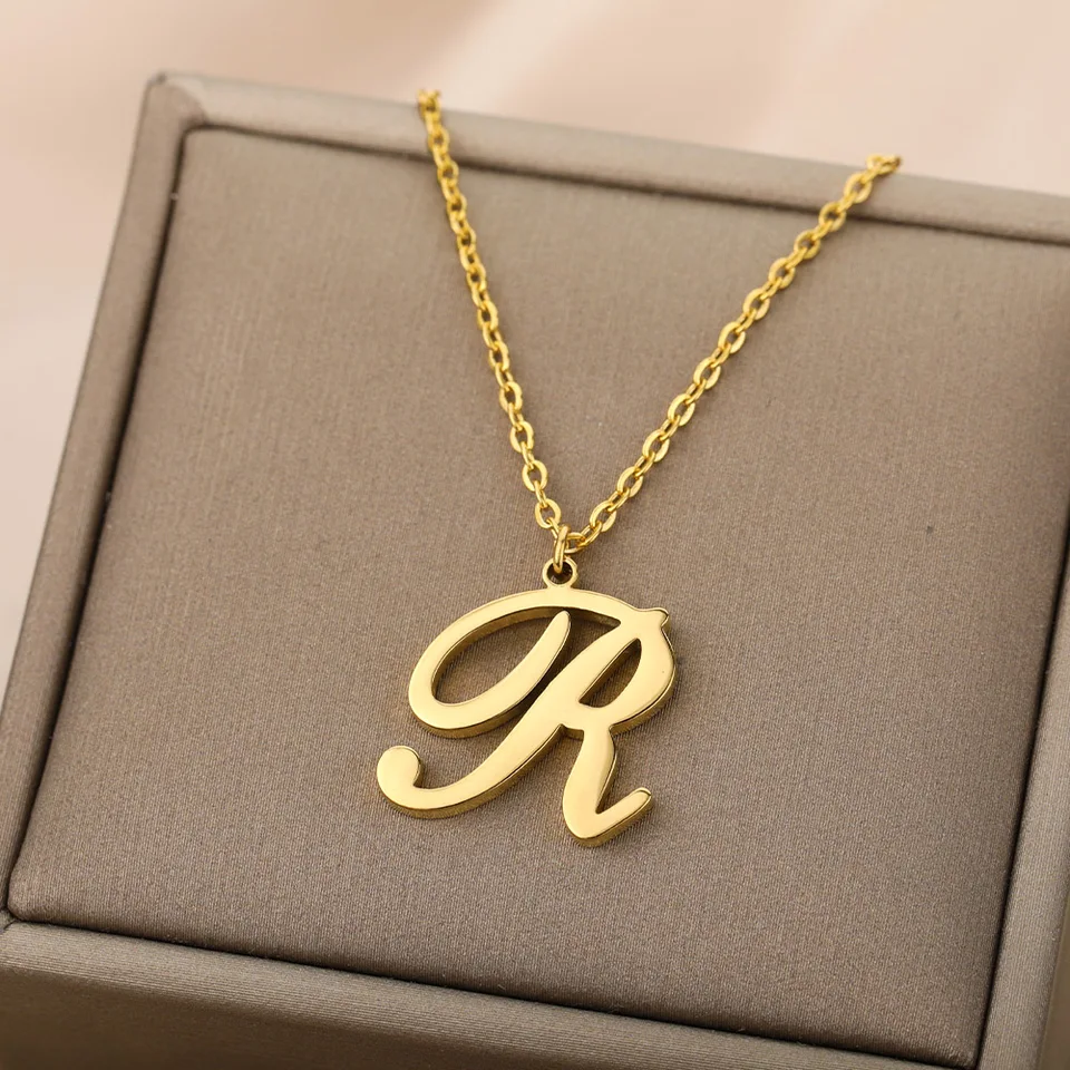 Collier initial or pour femme pendentif acier inoxydable_voghion.com