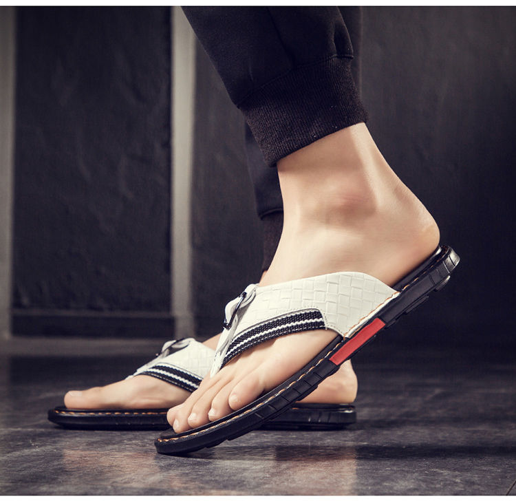 Summer fashion casual sandals leather beach shoes, clip on men's anti slip and trendy slippers, herringbone slippers_voghion.com