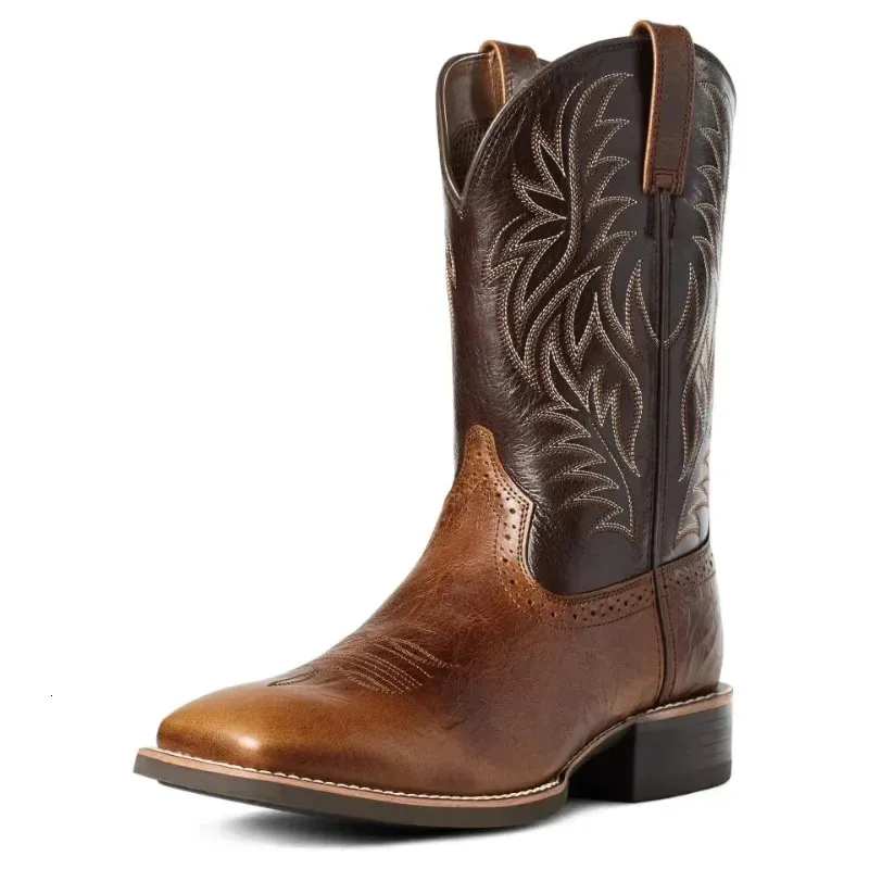 Men High Boots Embroidery Retro Handmade Mens Western Cowboy Boot Pointed Toe Hand ing Outdoor Shoes 241028_voghion.com