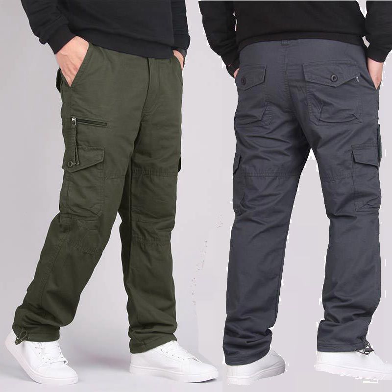 Vêtements pour hommes Nouvelles salopettes d'extérieur Pantalons décontractés d'alpinisme amples droits en pur coton pour hommes Pantalons de charge vert armée à poches multiples