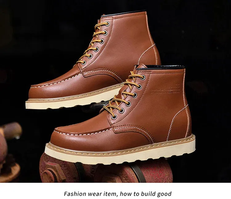 Men Elevator Hidden Heels High Soft Leather Heightening Shoes For Man Increase Insole 10CM 8CM 6CM Height Boots 250114_desvips.com