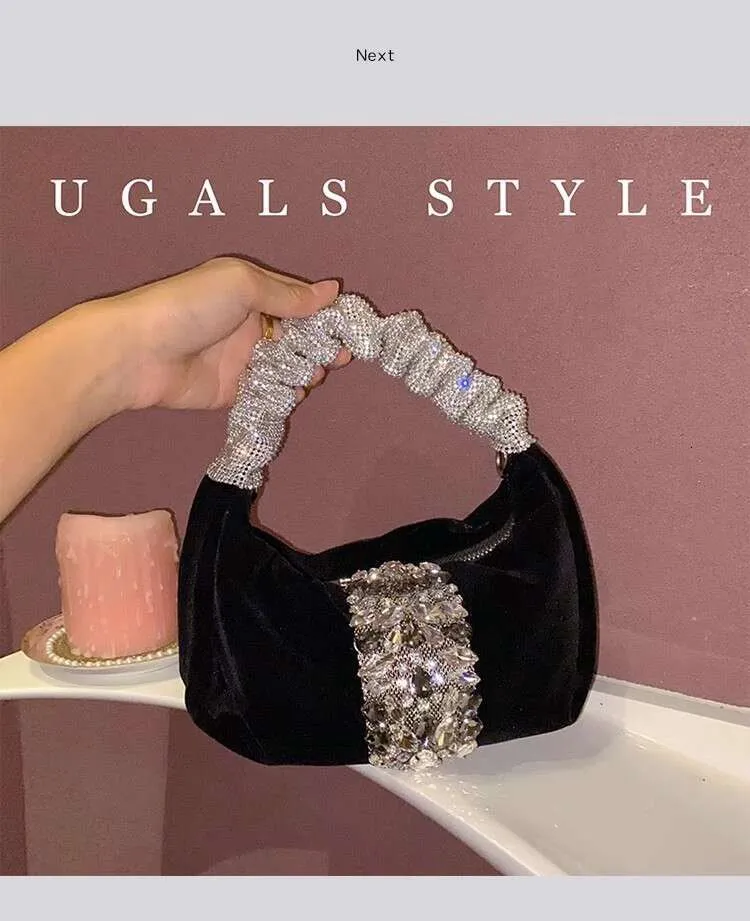 Glitter Shiny Rhies Dia Evening Fashion Hobo Women's Handbag Wedding Party Clutch Purse Crossbody Bag Street Dressing_voghion.com