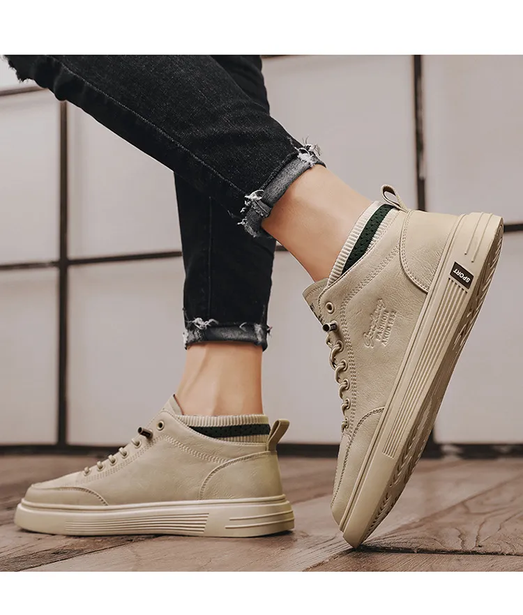 Męskie buty codzienne ze skóry wygodne sportowe sneakersy męskie_voghion.com