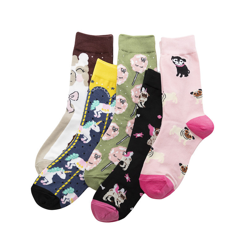 Calcetines de algodón estampado cartoon estilo hip hop para mujer_voghion.com
