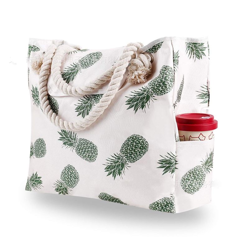 Lässige gestreifte Canvas-Tasche Damen, große Kapazität, Umhängetasche, tägliche Einkaufstasche, Studenten-Büchertasche_voghion.com