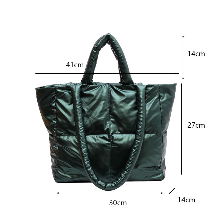 Designer Puffy Umhängetasche Damen Gesteppte Space Daunenfeder Gepolsterte Baumwollhandtasche Winter Große Kapazität_voghion.com