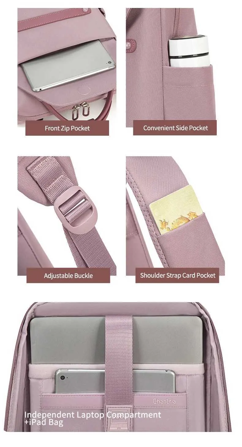 Chantria Mini sac à dos pour femme, élégant, étanche, sac de travail avec port USB, joli sac à dos de voyage pour l'universitéC241031_voghion.com