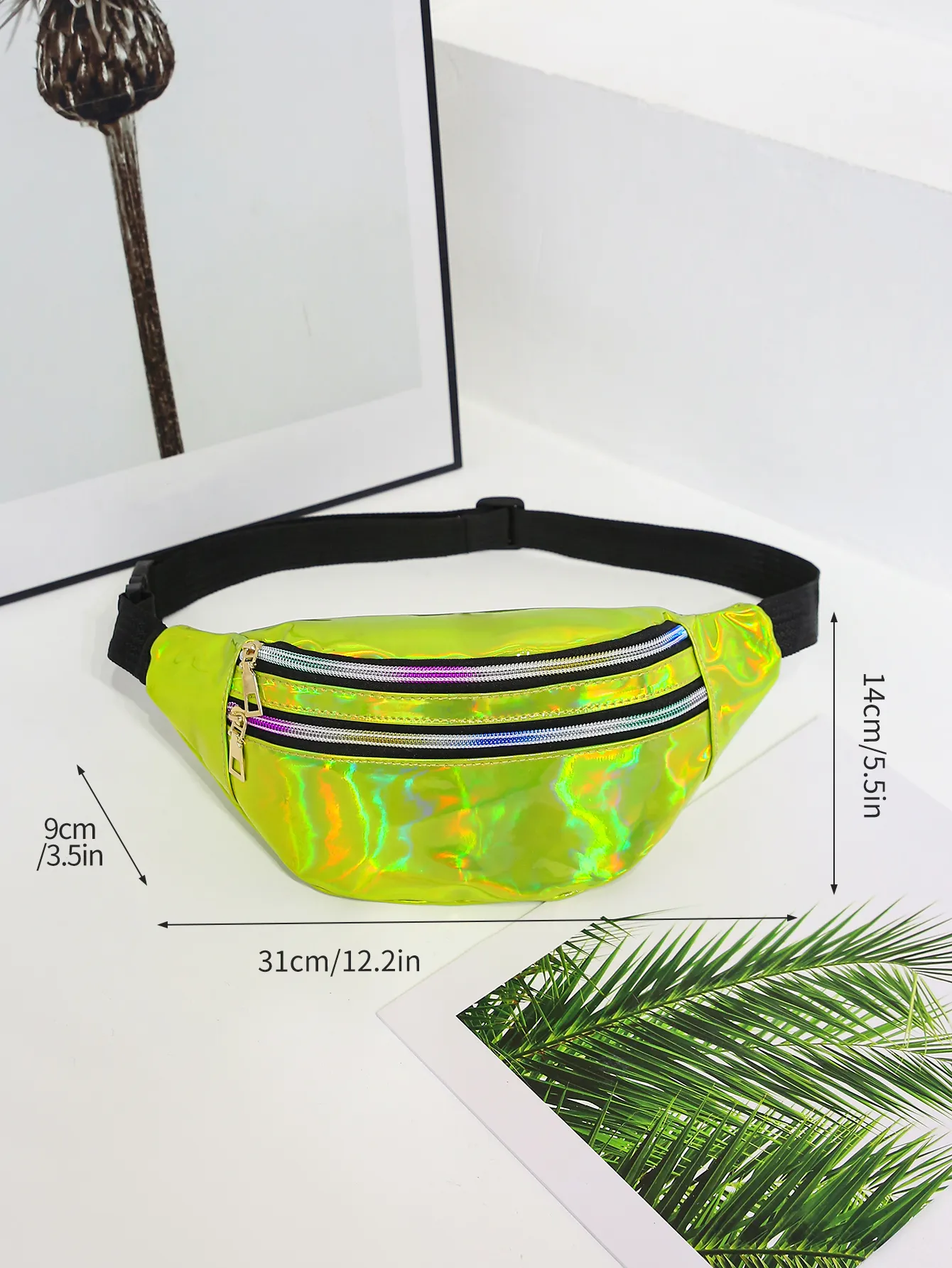 Hoographic Fanny Pack Hoogram Talia Laser PU Plaża Traver Banana Hip Bum Zip Pasy Kobiety Bet Bag Na Imprezę_voghion.com