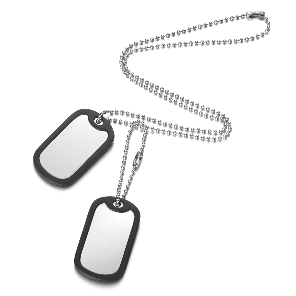Personalized Stainless Steel Dog Army Tag Custom Engraved Name ID Photo Pendant Necklace Long Chain Military Army Style Jewelry_voghion.com
