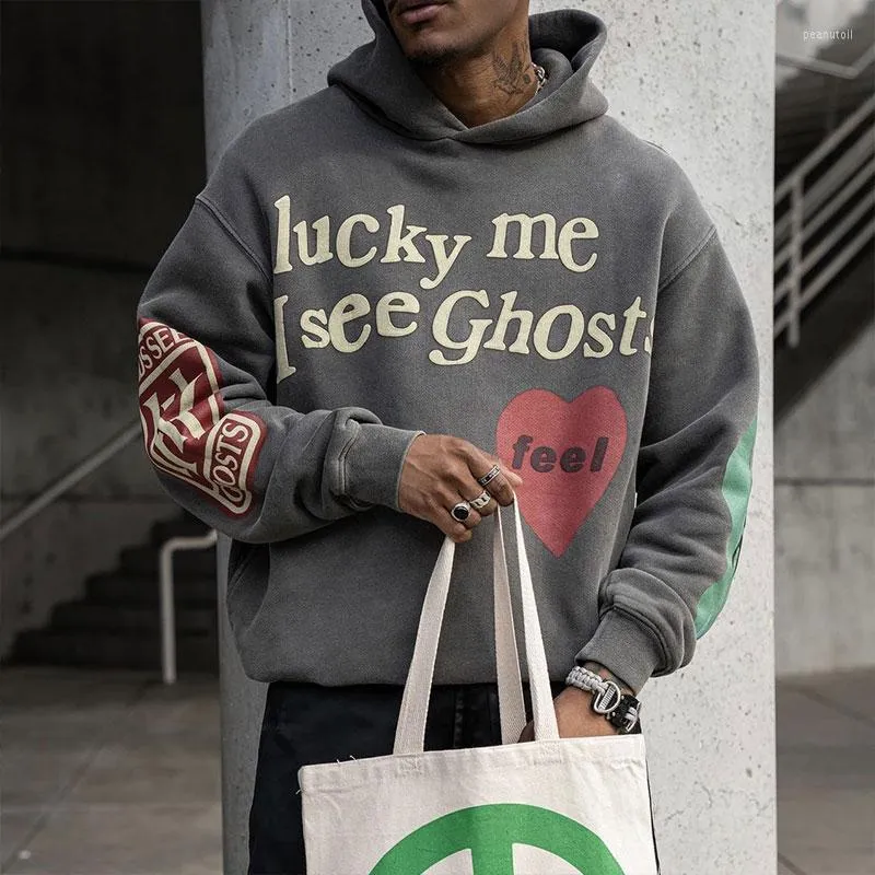 Herenhoodies Haruku Graffiti Lucky Me I See Ghosts Letter Winter Sweatshirts Heren en Dames Hoodie Hip Hop Oversized_voghion.com