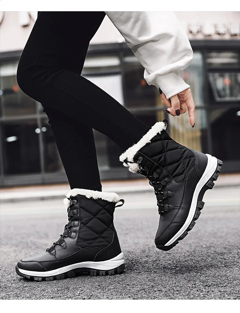 Enkel Dames Winterschoenen Houd Warm Antislip Zwarte Sneeuw Dames Veterlaarzen Chaussures Femme Laarsjes Dames Platte Laars_voghion.com