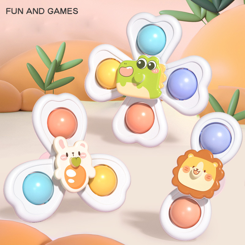Spinning Top Bath Toy 3 In 1 Educational Sensory Rattle For Babies_voghion.com