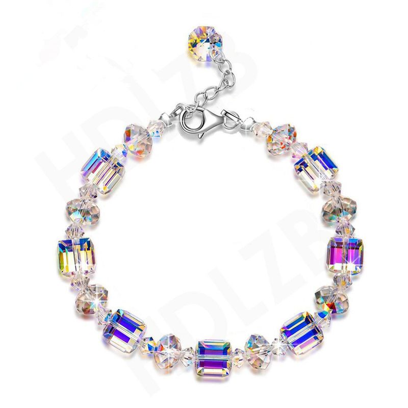Einfaches geometrisches Armband mit künstlichen Kristallperlen für Damen_voghion.com