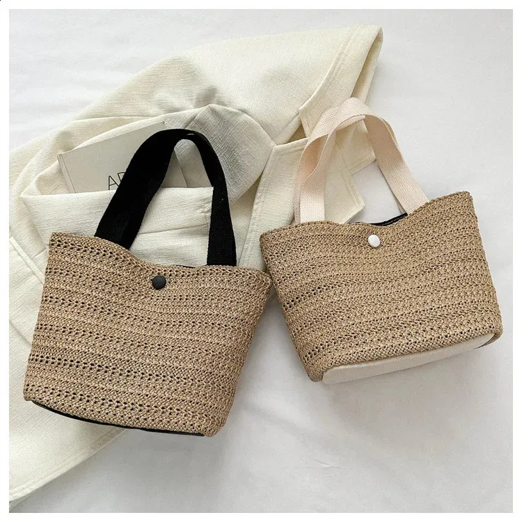 Personalisierte Stroh Tragetasche Für Damen Retro Strandhandtasche_voghion.com