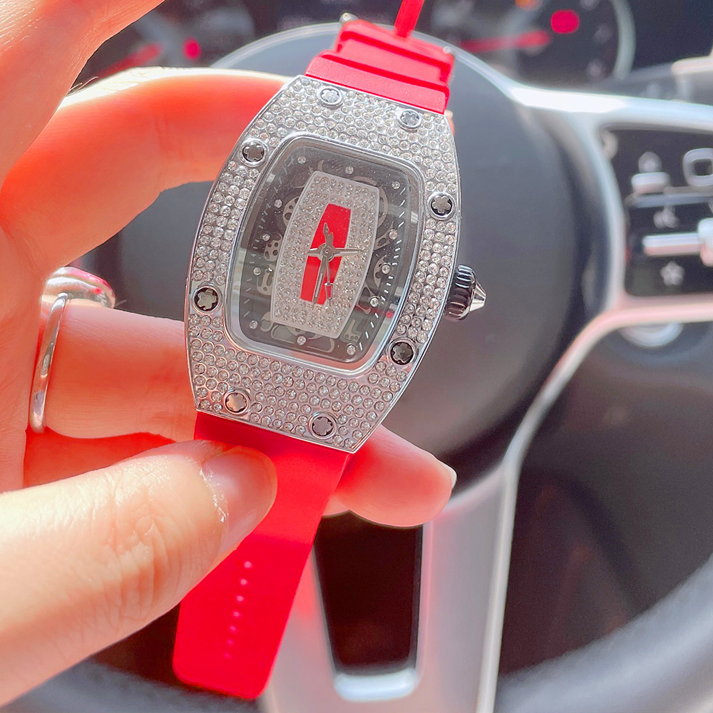 Riicht Moudetrend Nei Damen Wäin Eemer Mikro Nuecht Glühende Voll Diamant Silikonband Waasserdicht Quartz Auer_voghion.com