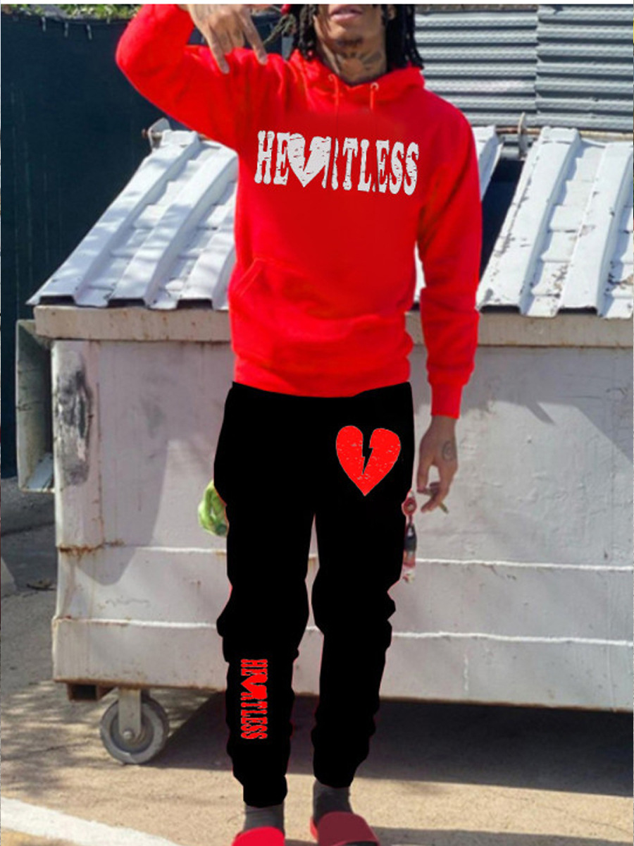 Men's Clothing spring and autumn new hooded sweatshirt suit HESS printed sweatpants suit size sweatshirt sweatpants manufacturer_voghion.com