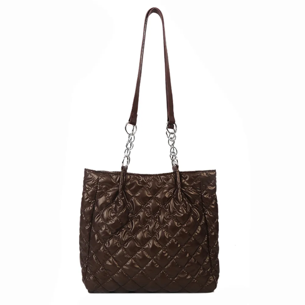 Borsa a tracolla imbottita in cotone trapuntato da donna, autunno inverno, borsa da viaggio di grande capacità_voghion.com